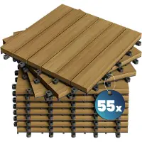 Casaria Dalle en bois d'eucalyptus, set de 55 pièces 30x30cm