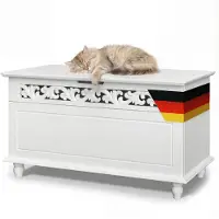 Casaria Coffre Jersey blanche avec couvercle rabattable max 100 kg