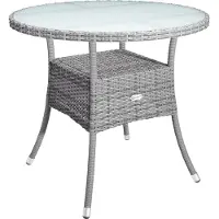 Casaria Table en résine tressée gris Ø80cm