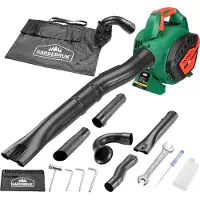 Monzana Souffleur de feuilles 4en1 essence air 68m/s sac 45L outils inclus aspirateur de feuilles broyeur végétaux souffleur jardin
