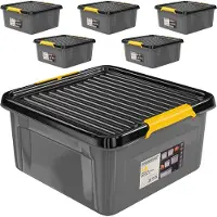 Monzana Lot de 6 boîtes de rangement Gris/Anthracite 39x39x16cm empilables