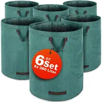 Gardebruk Sacs à déchets de jardin, lot de 6, vert, 280 litres chacun