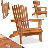 Casaria 2x Chaise pliable en bois d'acacia Adirondack fauteuil de jardin avec accoudoirs assise exterieur balcon terrasse chaise canadienne