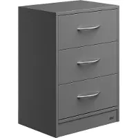 Casaria Table de chevet Eloise anthracite 54x39x28cm 3 tiroirs