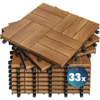 Casaria Carreau de bois Acacia Mosaïque certifié FSC Lot de 33 30x30cm