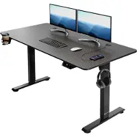Casaria Bureau assis debout noir 140x60x73-118cm avec écran LCD