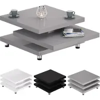 Casaria Table basse New York grise 72x72cm rotative