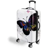 Deuba Valise rigide papillon avec cadenas à combinaison Taille XL