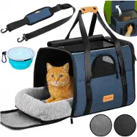 Cadoca Caisse de transport pour chats bleu 44x34x31cm jusqu'à 20kg