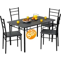 Casaria Ensemble table et 4 chaises LEO anthracite en métal laqué MDF