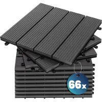 Casaria 66x Dalle de terrasse clipsable en WPC 30x30cm Anthracite