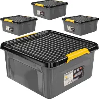 Monzana Lot de 4 boîtes de rangement Gris/Anthracite 39x39x16cm empilables