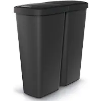 Keden MONZANA Double poubelle cuisine 2x25 litres 2 compartiments couvercle bouton corbeille papier bureau déchetstri sélectif recyclage noir
