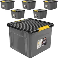 Monzana Lot de 6 boîtes de rangement Gris/Anthracite 39x39x26cm empilables