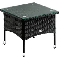 Casaria Table en résine tressée d'appoint de jardin noire 50x50x45cm