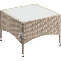 Casaria Table en résine tressée d'appoint de jardin gris beige 58x58cm