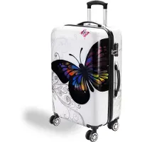 Deuba Valise rigide Butterfly taille L avec cadenas