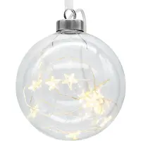 Casaria Boule décorative en verre transparent Ø 9,5cm avec LED