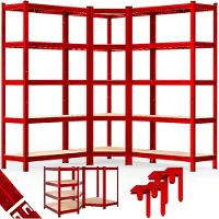 Monzana Étagère lourde et étagère d'angle Lot de 3 rouge 875kg chacune