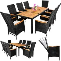 Casaria Salon de jardin en résine tressée 9 pièces noir