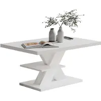 Casaria Table basse Detroit blanc 90x60x45cm