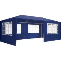 Casaria Chapiteau de jardin Rimini bleu 3x6m protection UV 50+