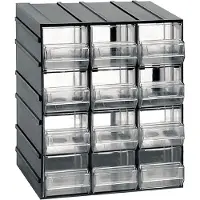 Artplast Meuble à tiroirs empilable à emboîter pour le rangement de petites pièces, avec 12 tiroirs de 19 x 15 x H 23 cm