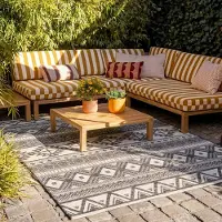 FRAAI Tapis d'extérieur - Summer Beyond Gris | 120x170 cm | Rectangulaire | Tissage plat