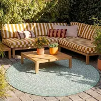 FRAAI Tapis d'extérieur rond - Summer Azteca Vert | Ø 180 cm | Rond |