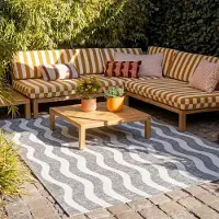 FRAAI Tapis d'extérieur - Summer Waves Gris | 240x330 cm | Rectangulaire | Tissage plat
