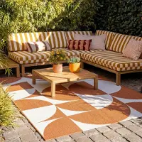 FRAAI Tapis d'extérieur - Summer Shapes Terracotta | 120x170 cm | Rectangulaire | Tissage plat