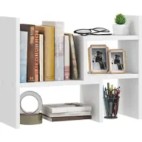 HOMCOM Étagère De Bureau Modulable - Organisateur De Bureau - 2 Pièces - Blanc