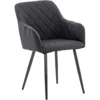 CLP - Chaise de salle à manger Shila, revêtue de tissu noir, avec capitonnage