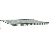 vidaXL Store à enroulement manuel vert et blanc 4 × 3,5 m