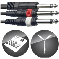 Stagg Câble en Y 2 Jack 6.35 Mâle Mono vers 1 Jack 6.35 Mâle MONO Longueur 3 Métres
