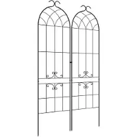 Outsunny Lot De 2 Treillis De Jardin - Dim. 50l X 181h Cm - Métal Époxy Noir