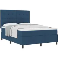 vidaXL Lit boxspring avec tête de lit bleu 140 x 200 cm Tissu