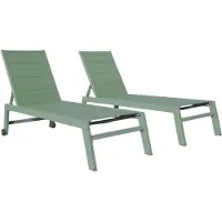 Happy Garden Lot De 2 Bains De Soleil Barbados En Textilène Vert Sauge - Aluminium Vert Sauge