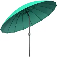 Outsunny Parasol droit parasol de jardin inclinable rond avec 18 baleines manivelle m?t en mtal fibre de verre ? 2,5 m polyester haute densit vert