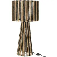 Jline J-Line Lampe de table rayures cordes métal/papier noir/naturel