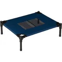 PawHut Lit surélevé pour chiens chats animaux de compagnie tissu oxford textilène micro-perforé 61 x 46 x 18 cm bleu et noir