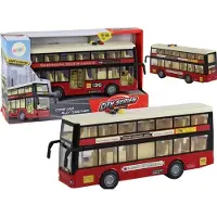 Lean Toys Les lumières du bus urbain à deux étages sonnent rouge 1:16