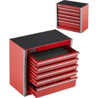 Vevor Boîte à outils en métal, 8,6 pouces boîte à outils portable en métal, acier robuste avec ouverture à roulement à billes et revêtement par poudre, rouge
