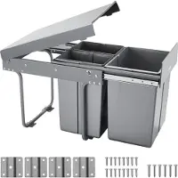 Vevor Poubelle extensible Poubelle pour armoires de cuisine (20+10+10 L) Poubelle sous l'évier, poubelle de cuisine à monter sous l'évier, avec système coulissant à sortie totale en métal et poignée