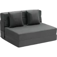 Vevor Canapé pliant 3 en 1 avec 2 coussins et housse lavable, mousse à mémoire de forme 25D, canapé salon-chambre, gris foncé (TWIN XL / 1950 x 1005 x 150 mm)
