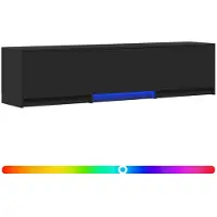 vidaXL Meuble TV avec éclairage LED, 165 x 34 x 40 cm, noir, fabriqué en panneaux de particules