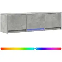 vidaXL Meuble TV avec éclairage LED, gris béton, 140 x 34 x 40 cm, aggloméré
