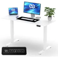 Brixy Zit Sta Bureau - Elektrisch Verstelbaar In Hoogte - 140 x 60 CM - Wit