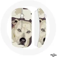MANIACASE Souris Sans Fil - - Chien de Pitbull Blanc - USB WiFi - Compatible Mac et PC - Blanc