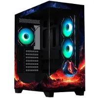 BitFenix Boîtier PC Ceto Premium Volcano Edition - Moyen tour ATX, 2 vitrages trempés, 4x120mm A-RGB, Noir